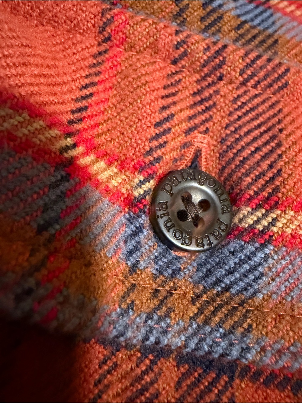 Patagonia Fjord Organic Cotton Orange Plaid Flannel Shirt Long Sleeve - Picture 5 of 8